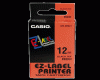 KR-12RD1 EZ Sildiprinteri lint 12mm must kiri punasel p�hjal